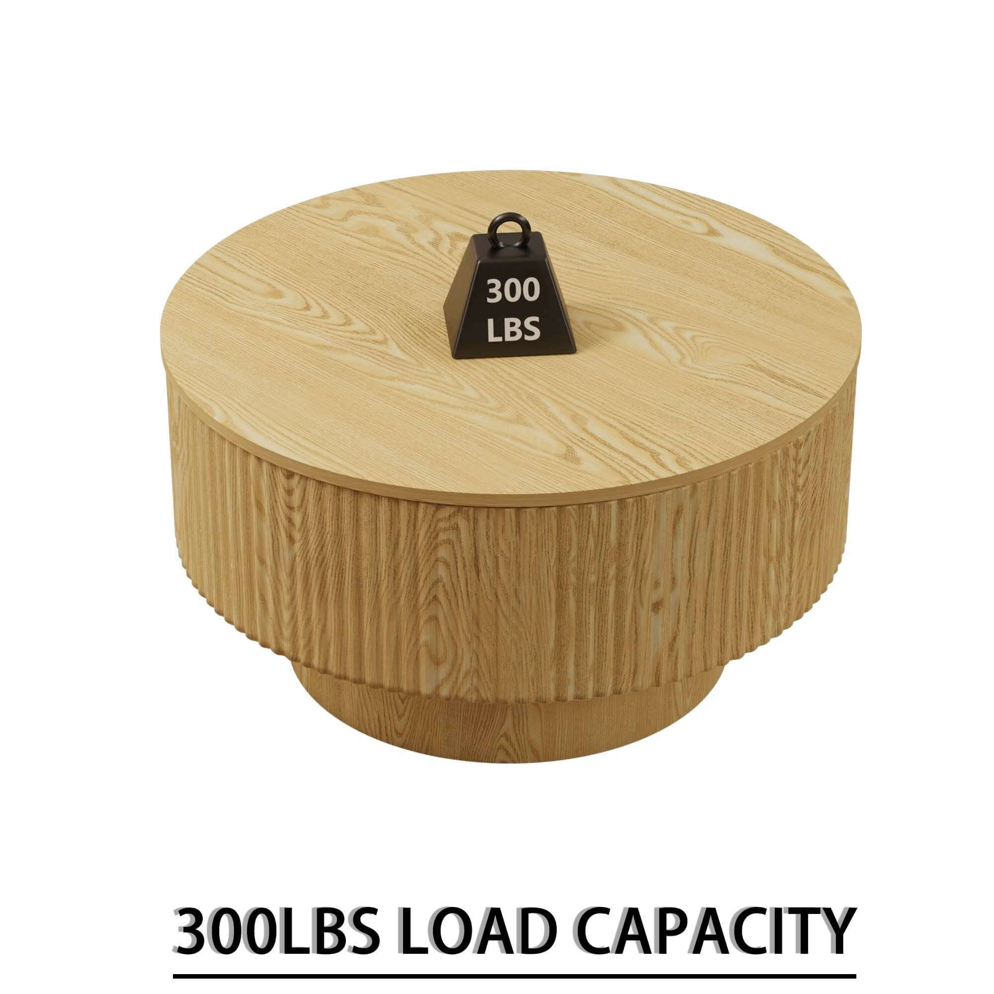 Modern Circular Coffee Table With Stripe Design And Storage Space