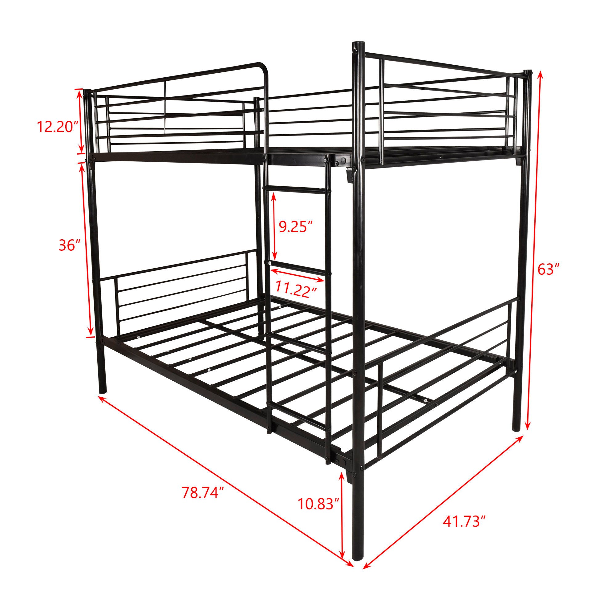 Space Saving Bunk Bed With Metal Frame And Ladder