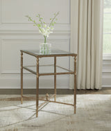 Cloverty - Aged Gold Finish - Rectangular End Table