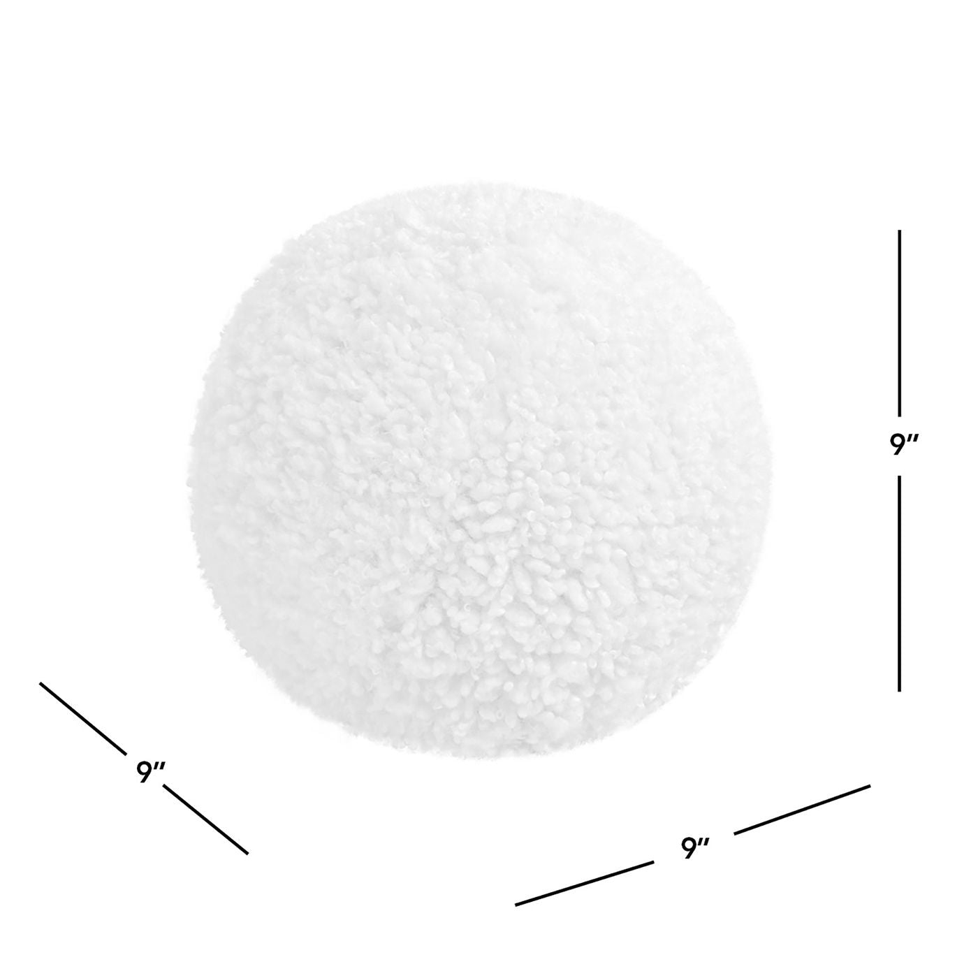 Ayla - Round Sphere Accent Ball Throw Pillow - Curly White