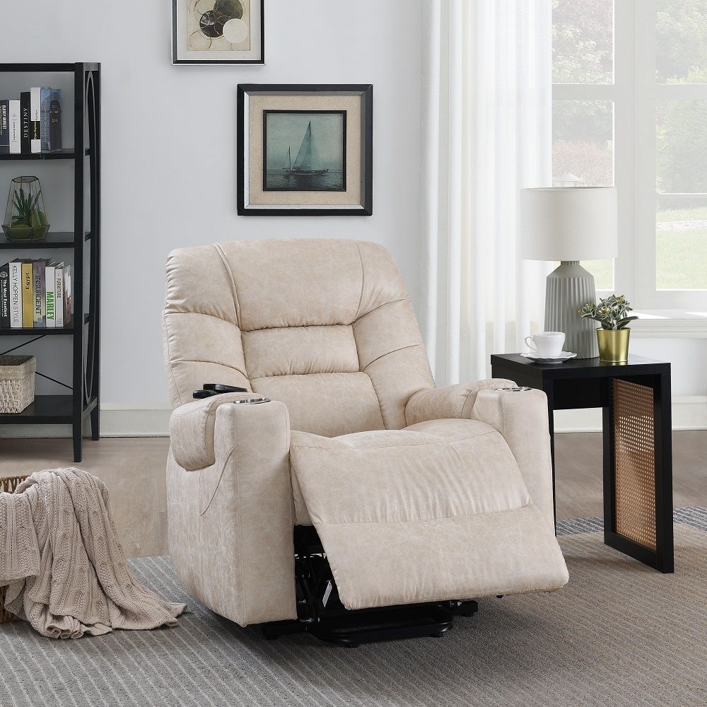 ACME Nairi - Power Recliner With Lift & Heating & Massage - Light Gray | Meri Furniture