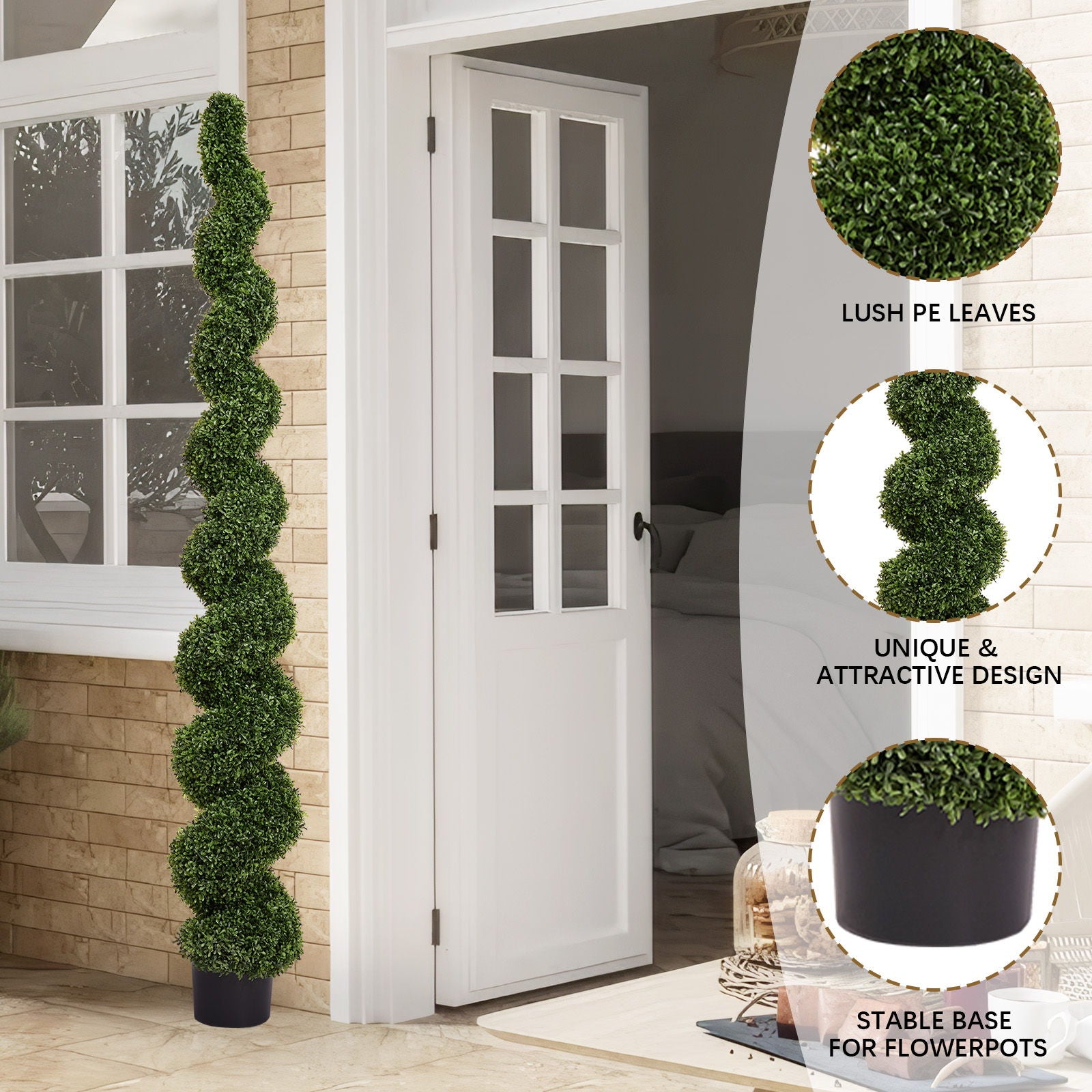 Artificial Outdoor UV Resistant Plastic Boxwood Topiary Spiral Tree