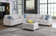 Leo 125"W Light Gray Linen 7Pc Modular L-Shape Sectional Sofa and Ottoman