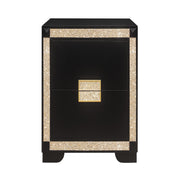 Lively - Nightstand With Glitter Detail And Thick Bar Handle Hardware - Black