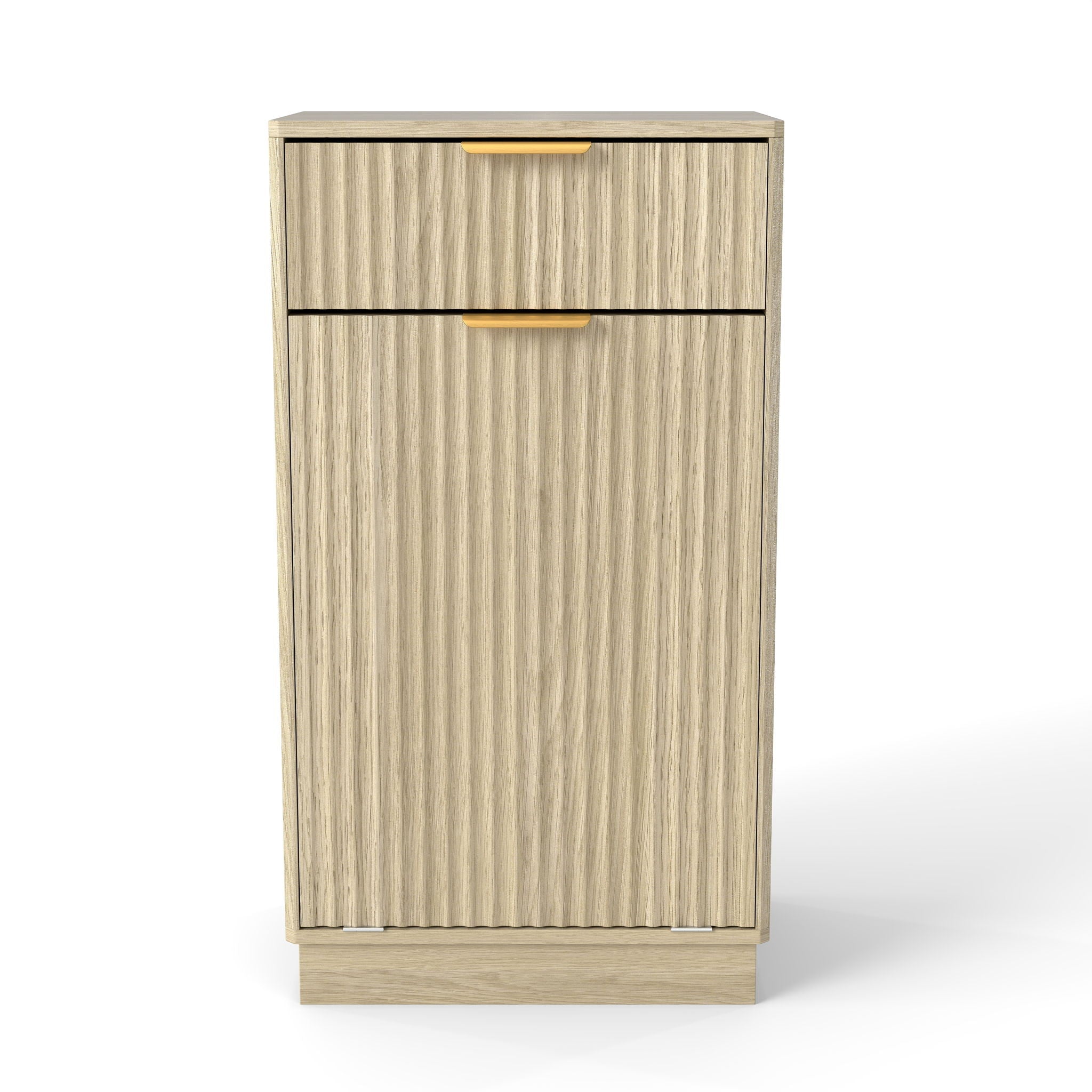 Tilt Out Trash Can Cabinet With Wave Textured Drawer & Pull Out Bin