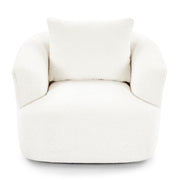 360° Swivel Barrel Sofa Chair With Throw Pillow, Chenille Upholstered Accent Chair