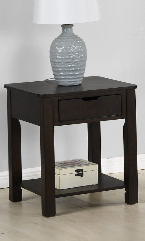 Flora 20"W Dark Brown MDF End Table with Drawer