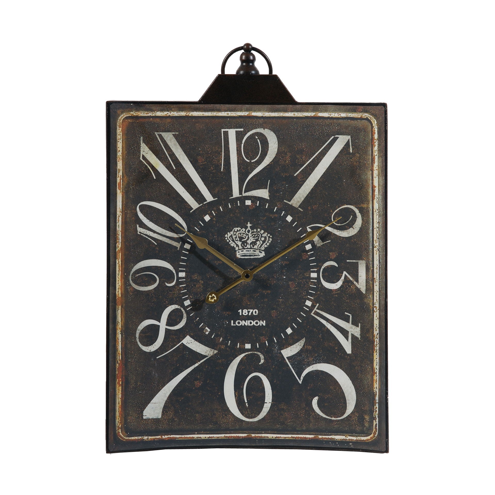 Large Vintage Rectangular Wall Clock With Numerals, Home Decor Accent Clock - White / Black