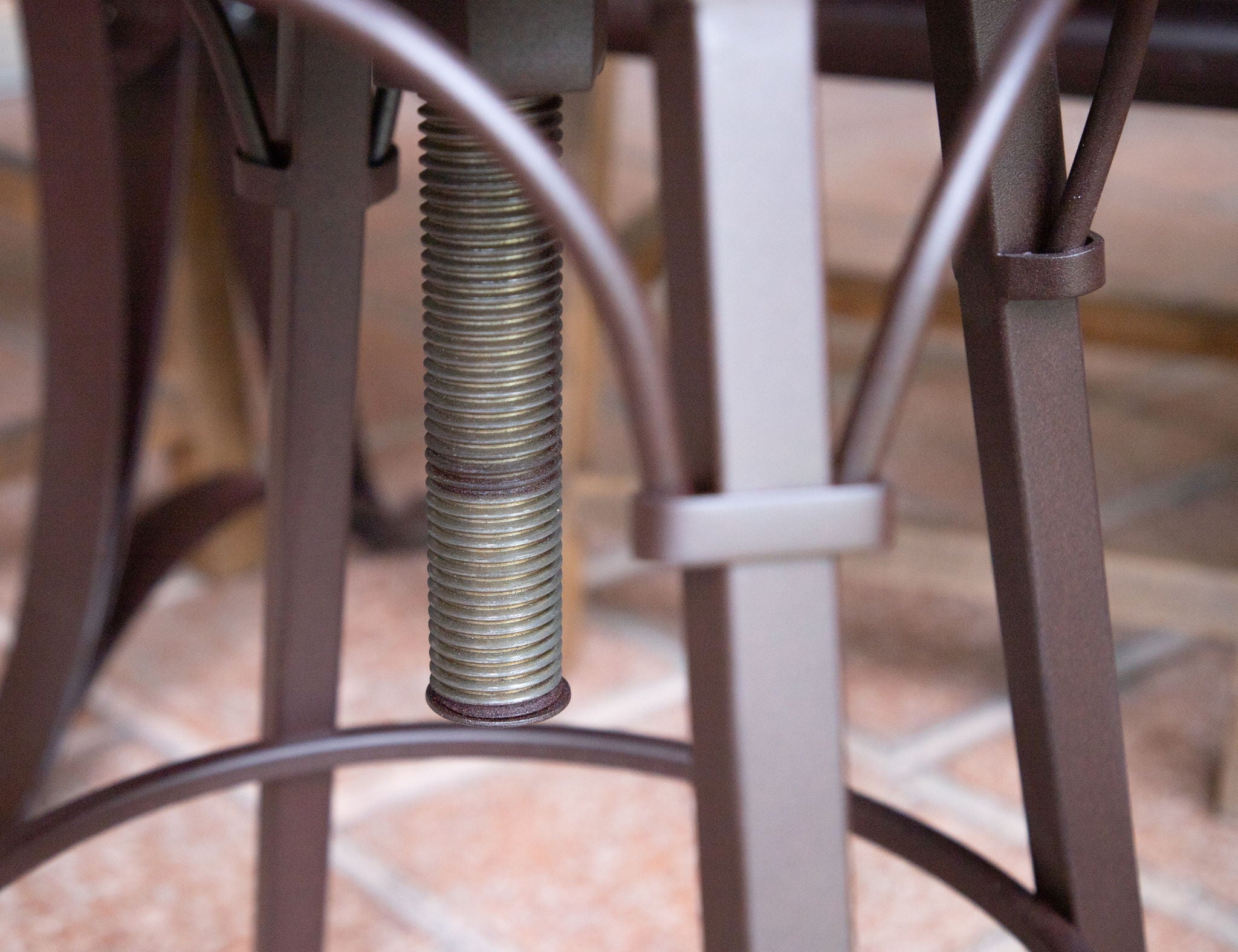 Antique - Stool With Iron Base - Multicolor