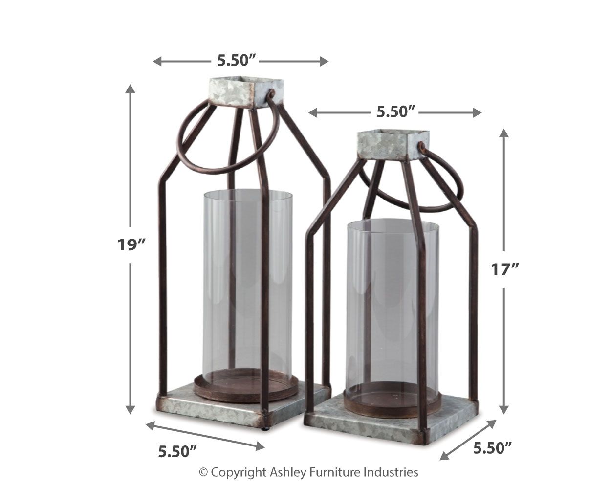 Ashley Furniture Diedrick - Gray / Black - Lantern Set (Set of 2) | Meri Furniture