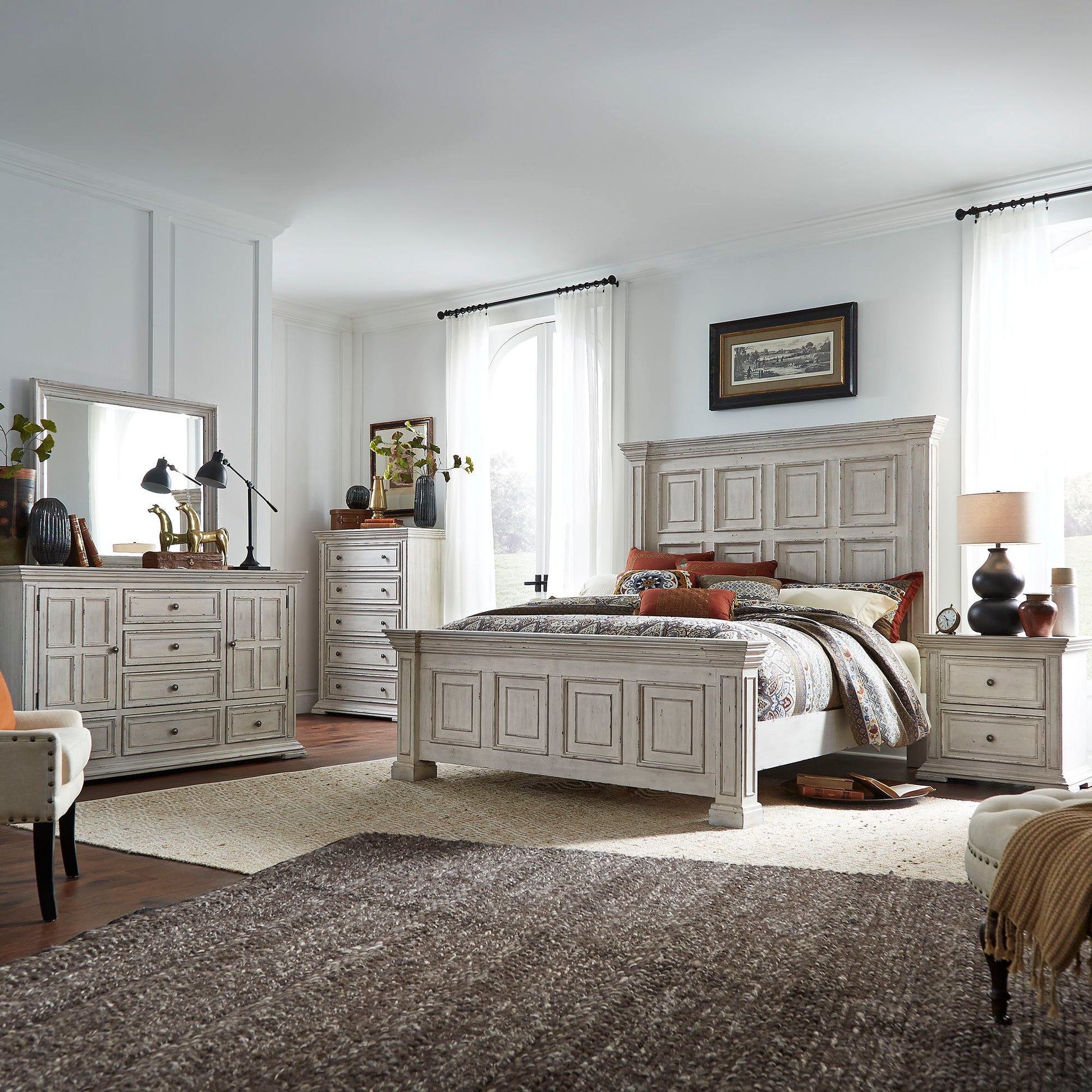 Liberty Furniture Big Valley - Panel Bed, Dresser & Mirror | Meri Furniture
