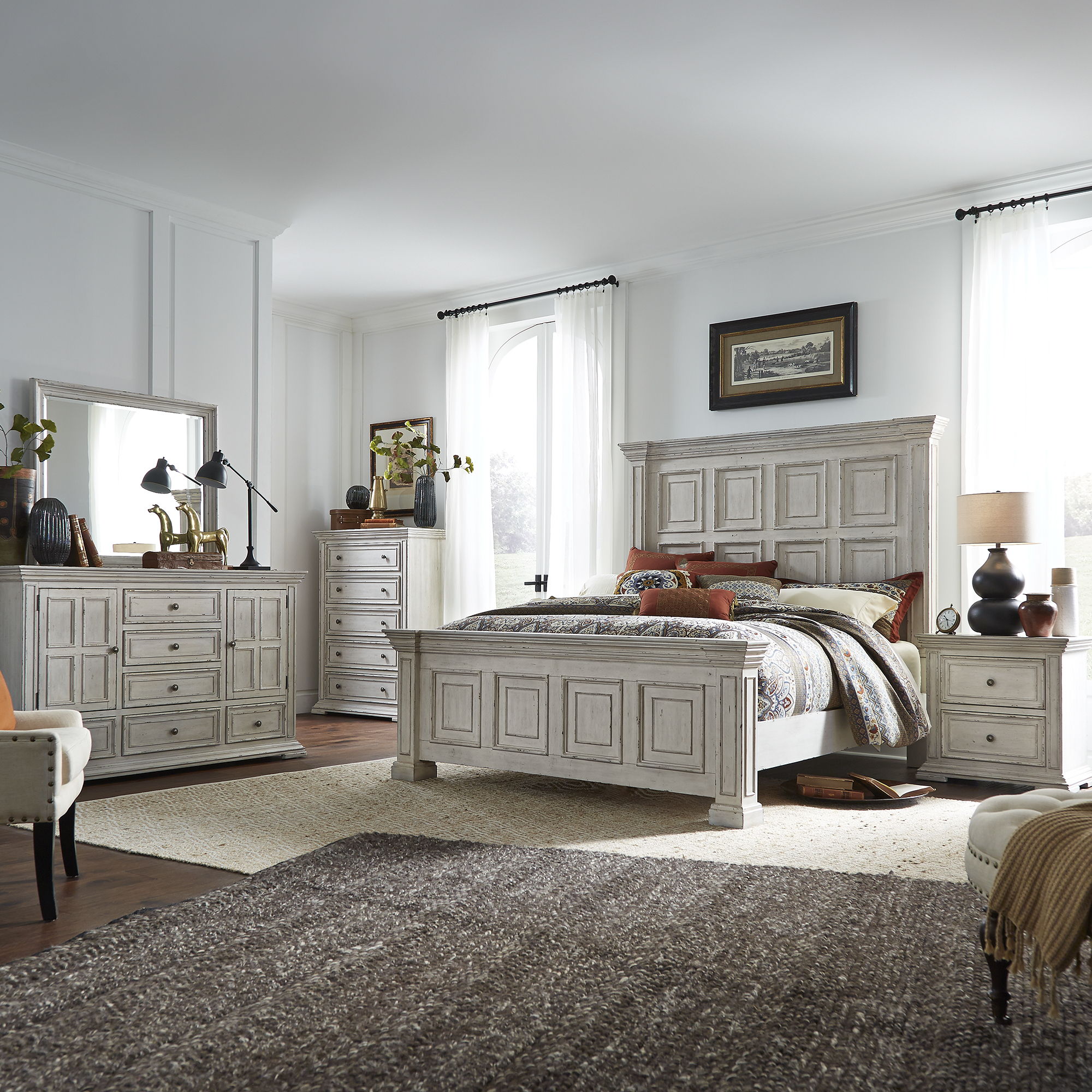 Liberty Furniture Big Valley - Panel Bed, Dresser & Mirror | Meri Furniture