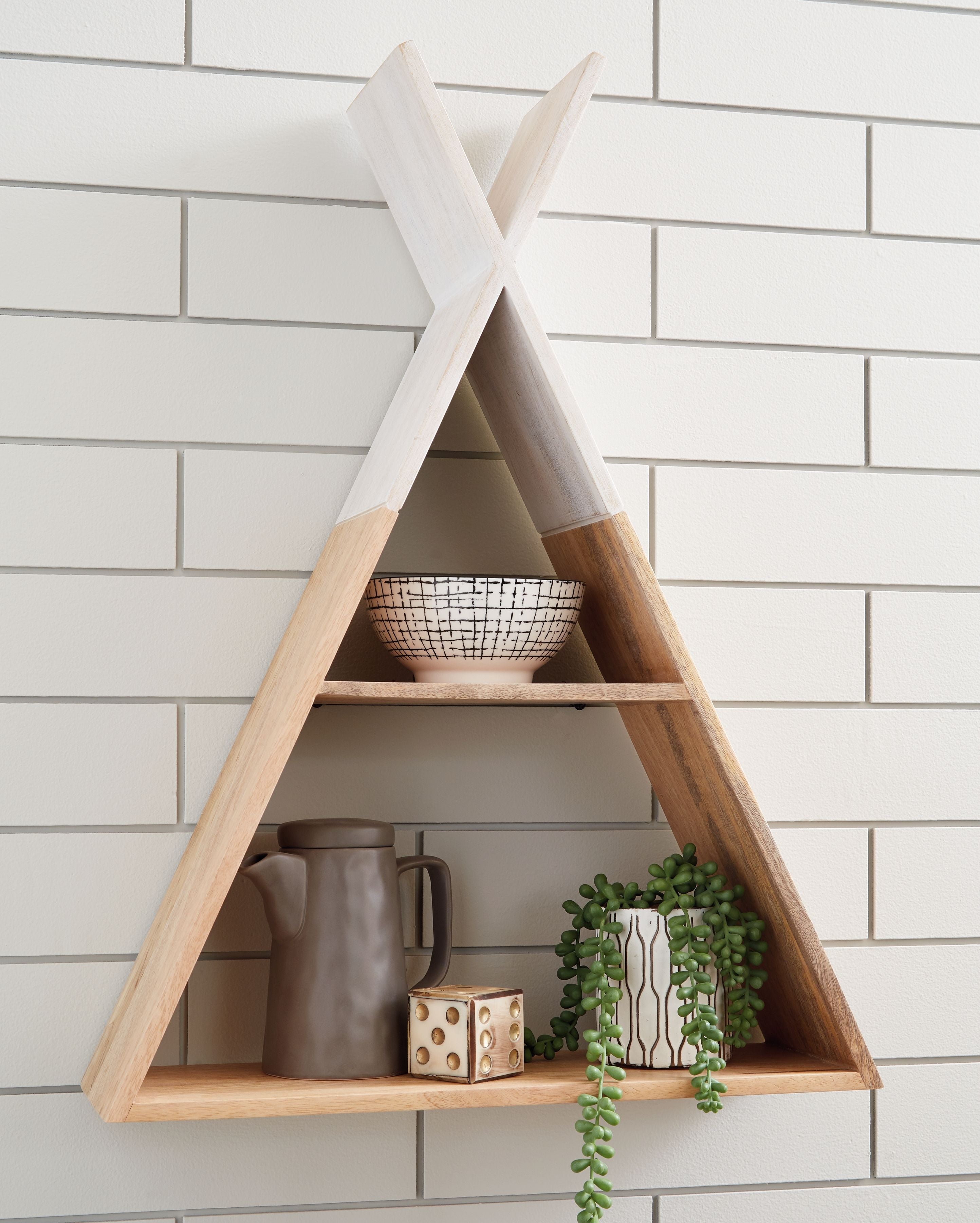 Signature Design by Ashley® Cadelaria - White / Natural - Wall Shelf | Meri Furniture