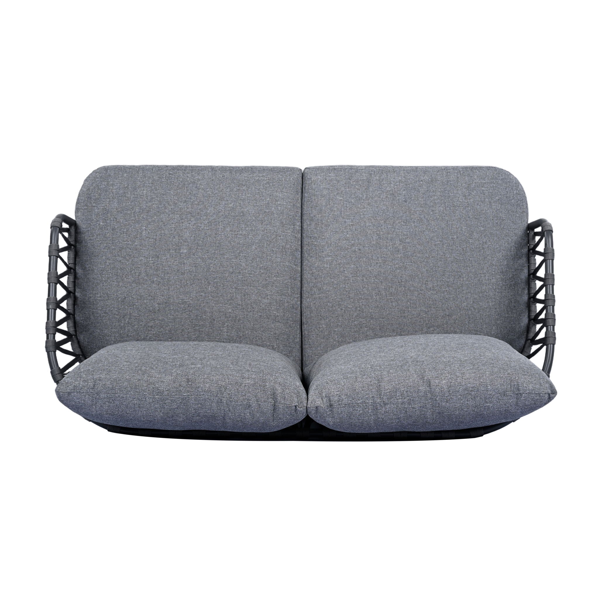 4 Piece Outdoor Patio Furniture Set, Metal Chairs With Woven Rope U Shaped Backrest