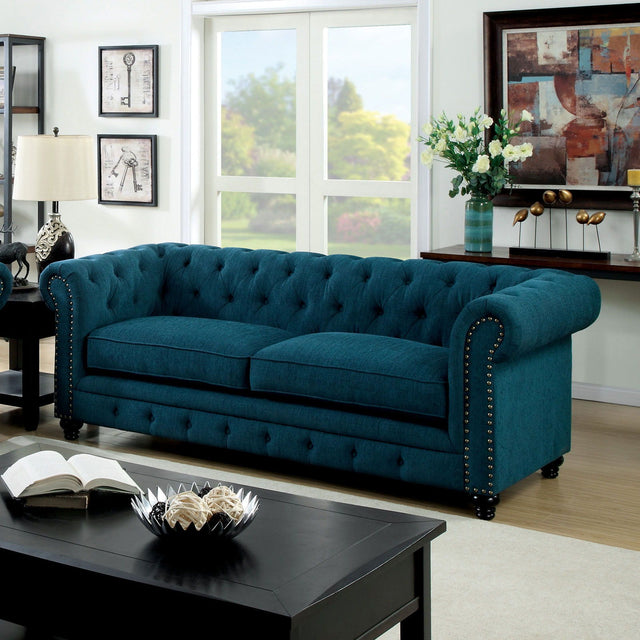 Furniture of America Stanford - Sofa - Dark Teal | Meri Furniture