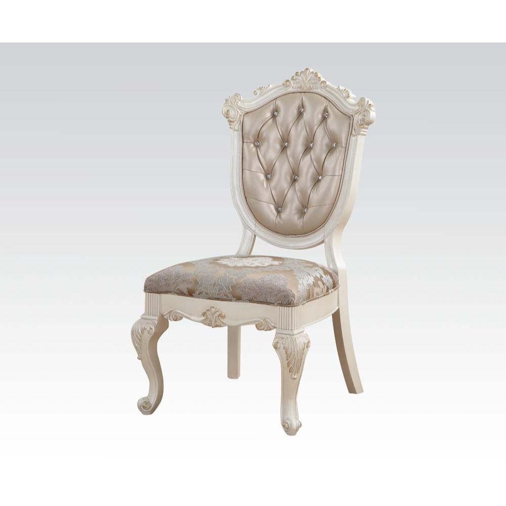 KD, Padded SEAT Cushion: Black Fabric • BACK Trim: Top w/Scrolled Details & Crown.