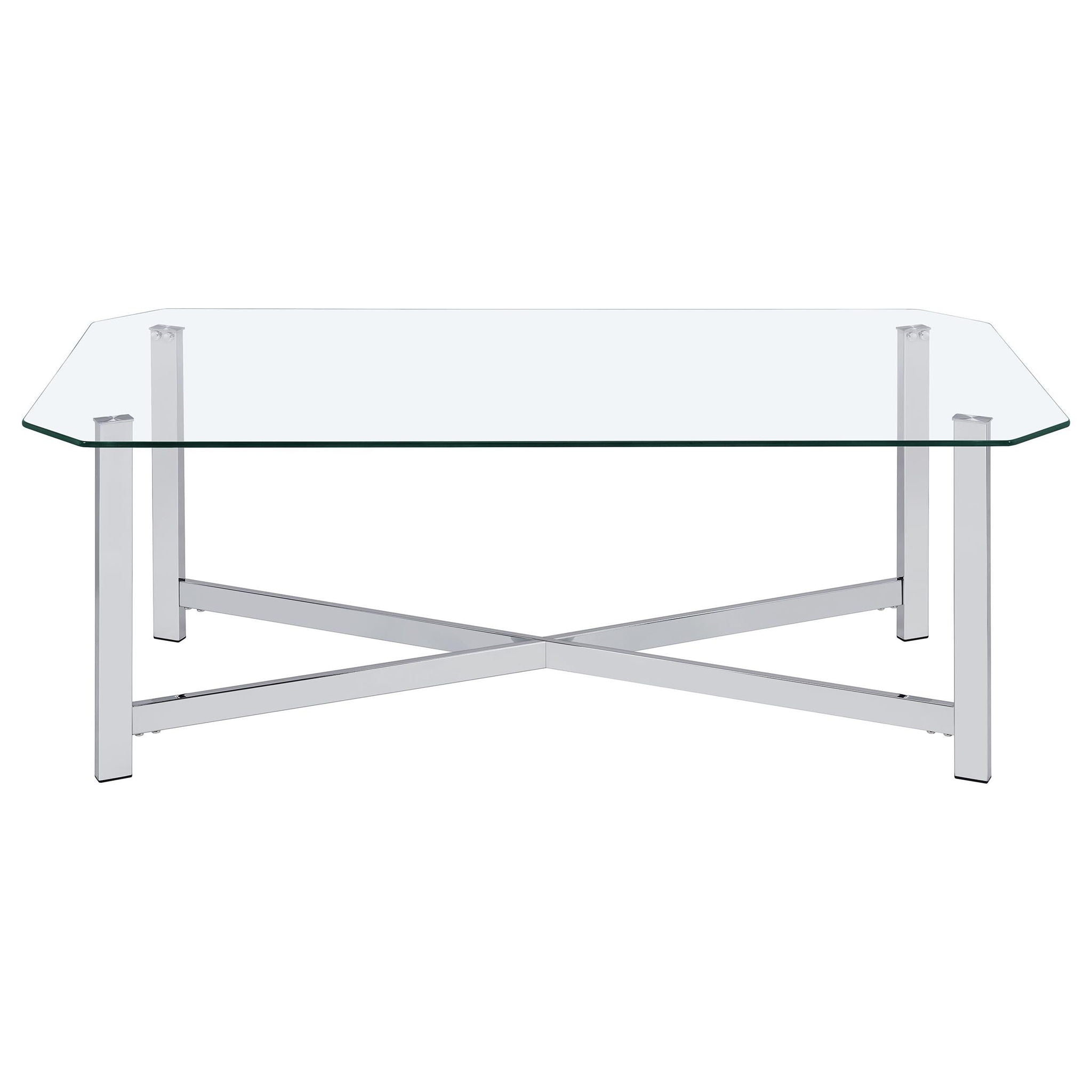 Cronin 2-piece Tempered Glass Top Coffee Table Set Chrome