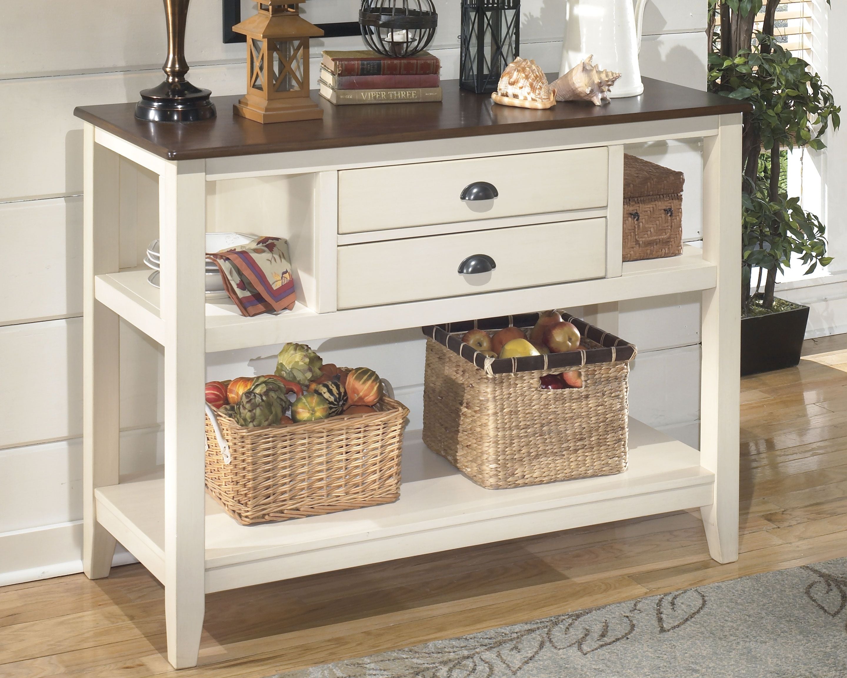 Ashley Furniture Whitesburg - Brown / Cottage White - Dining Room Server | Meri Furniture