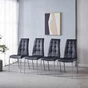 Set of 4 Leatherette Dining Chairs with Silver Metal Legs