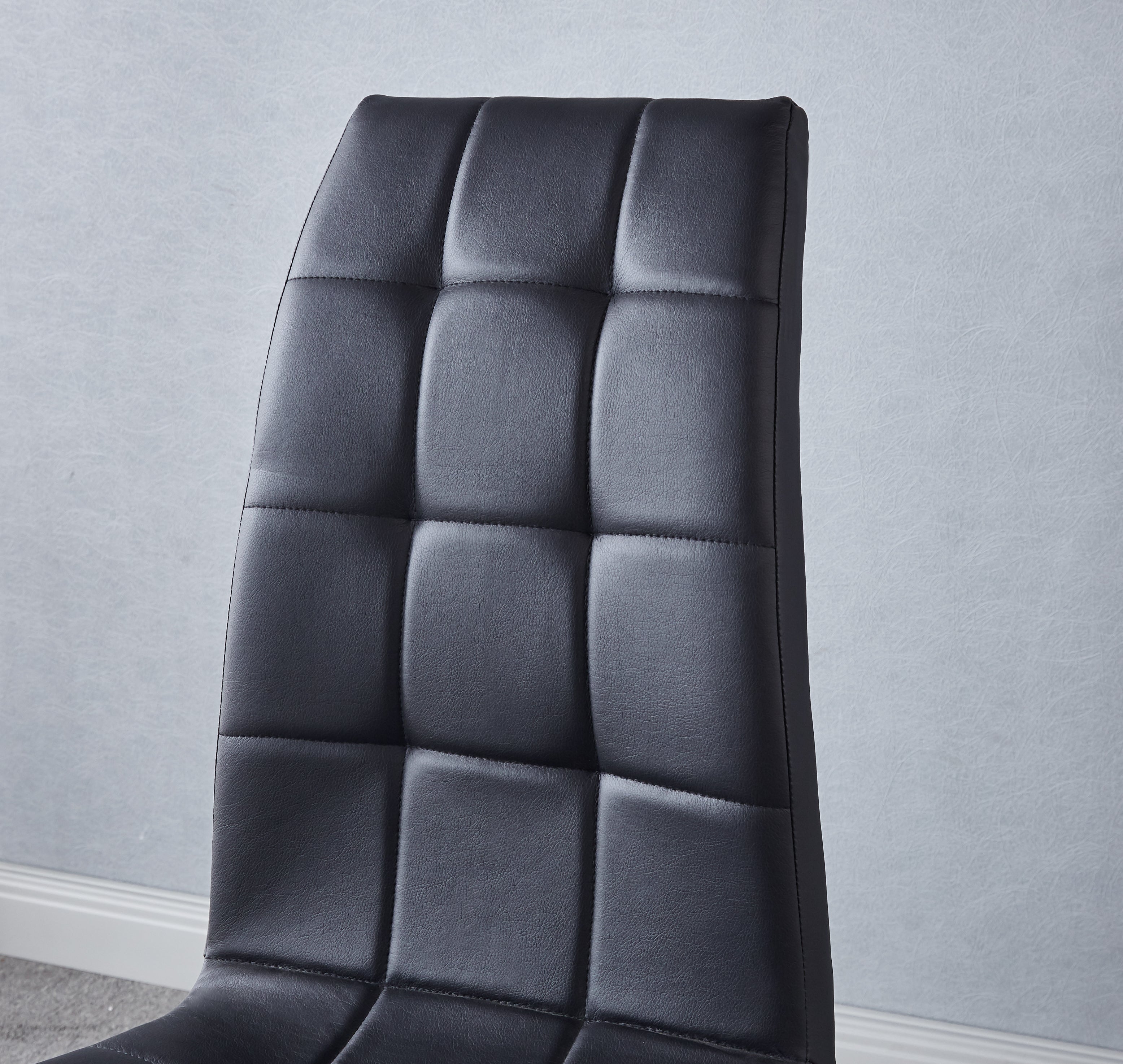 Set of 4 Leatherette Dining Chairs with Silver Metal Legs