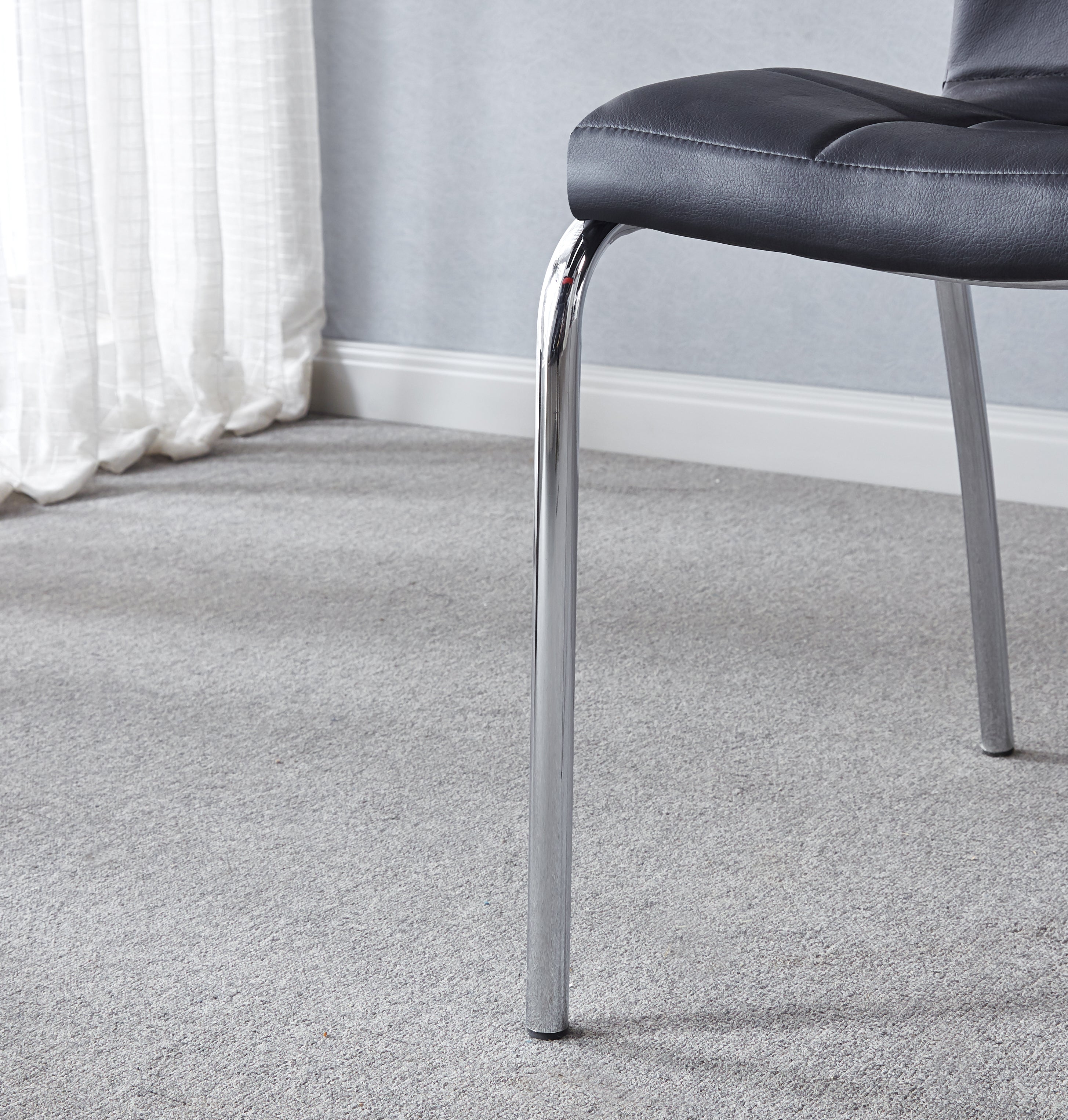 Set of 4 Leatherette Dining Chairs with Silver Metal Legs