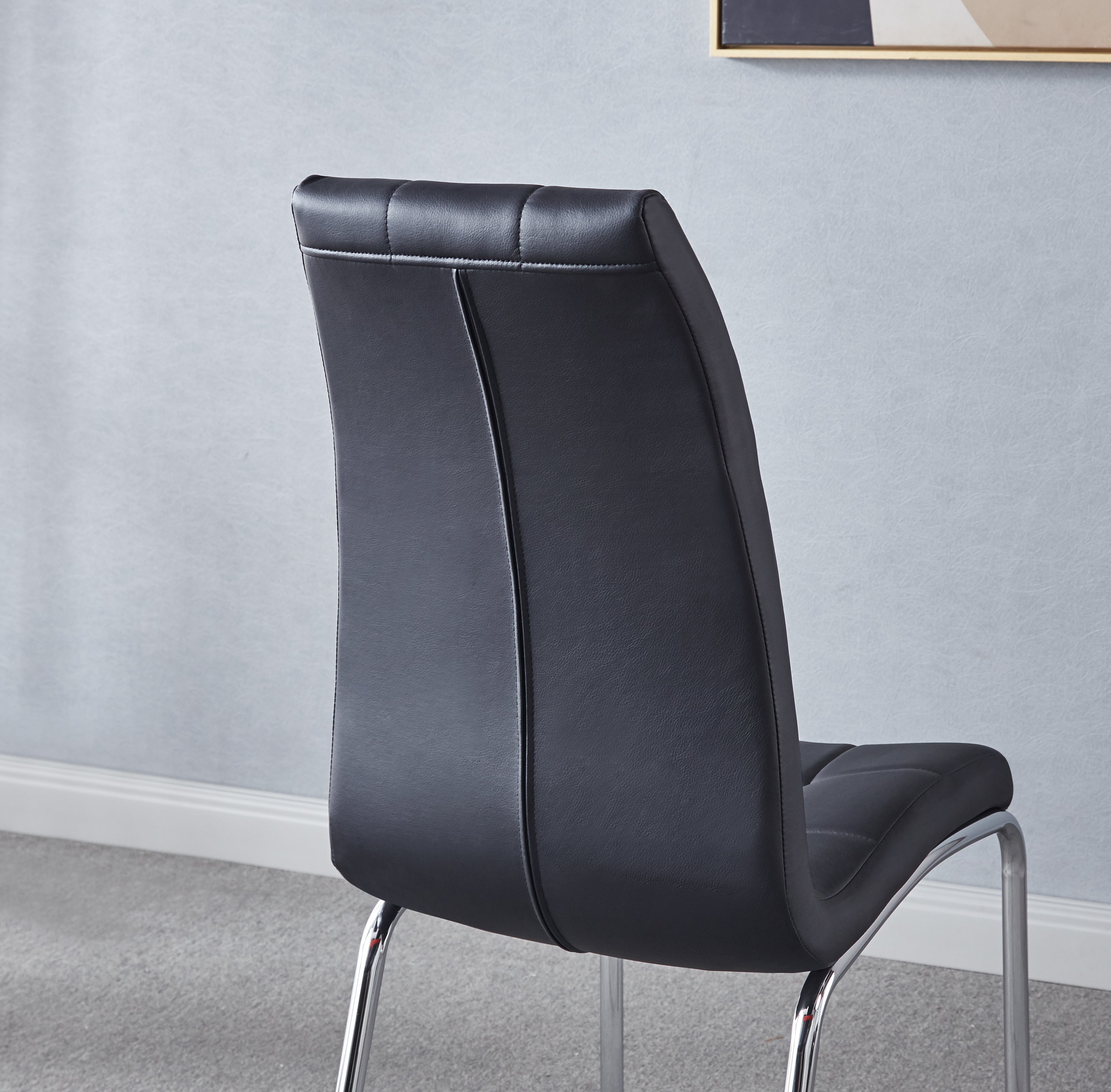 Set of 4 Leatherette Dining Chairs with Silver Metal Legs