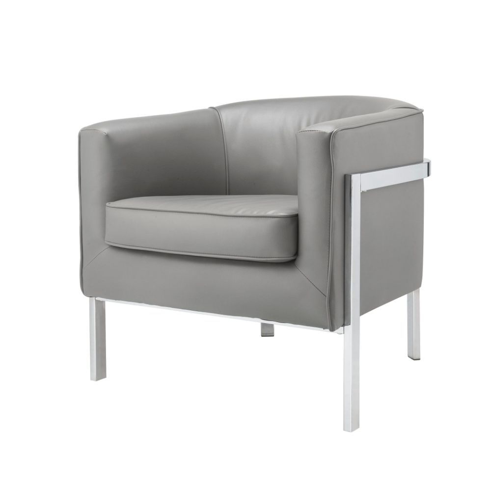 ACME Tiarnan - Accent Chair - Vintage Gray PU & Chrome | Meri Furniture