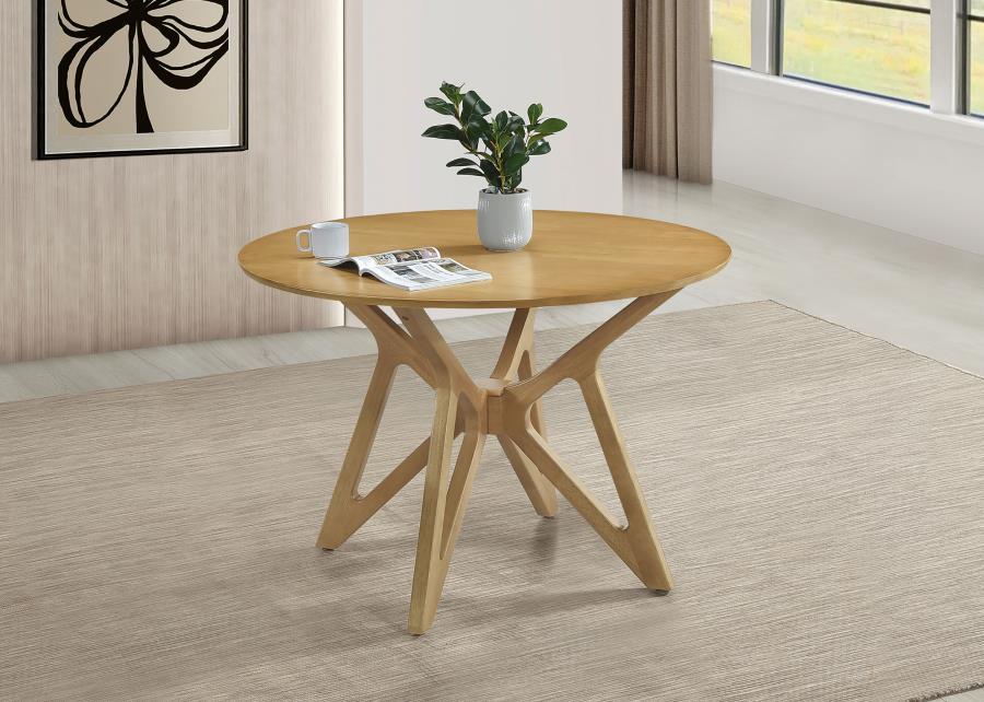 Coaster Fine Furniture Elowen - Round Solid Wood Dining Table - Light Walnut | Meri Furniture