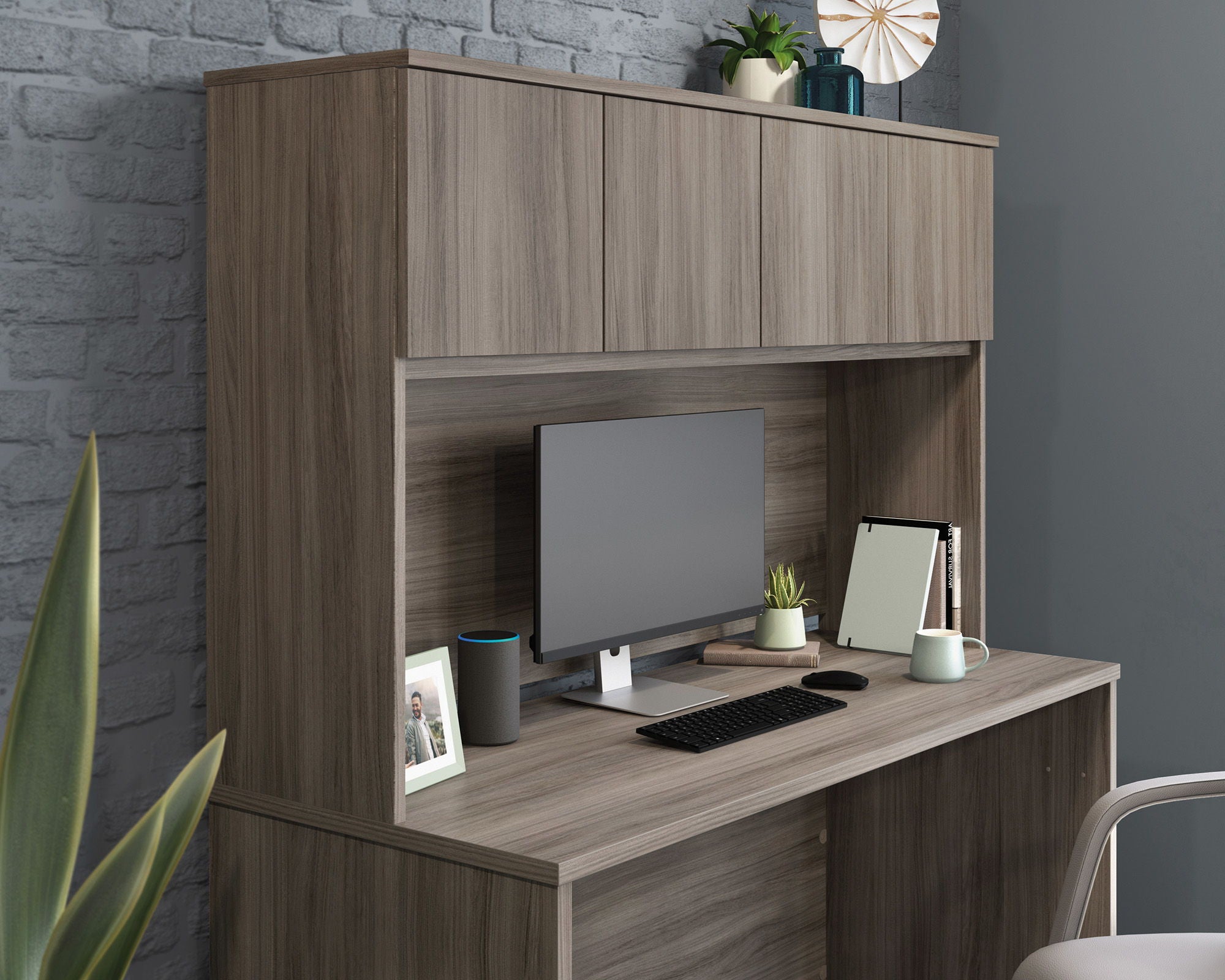60" Desktop Hutch in Hudson Elm