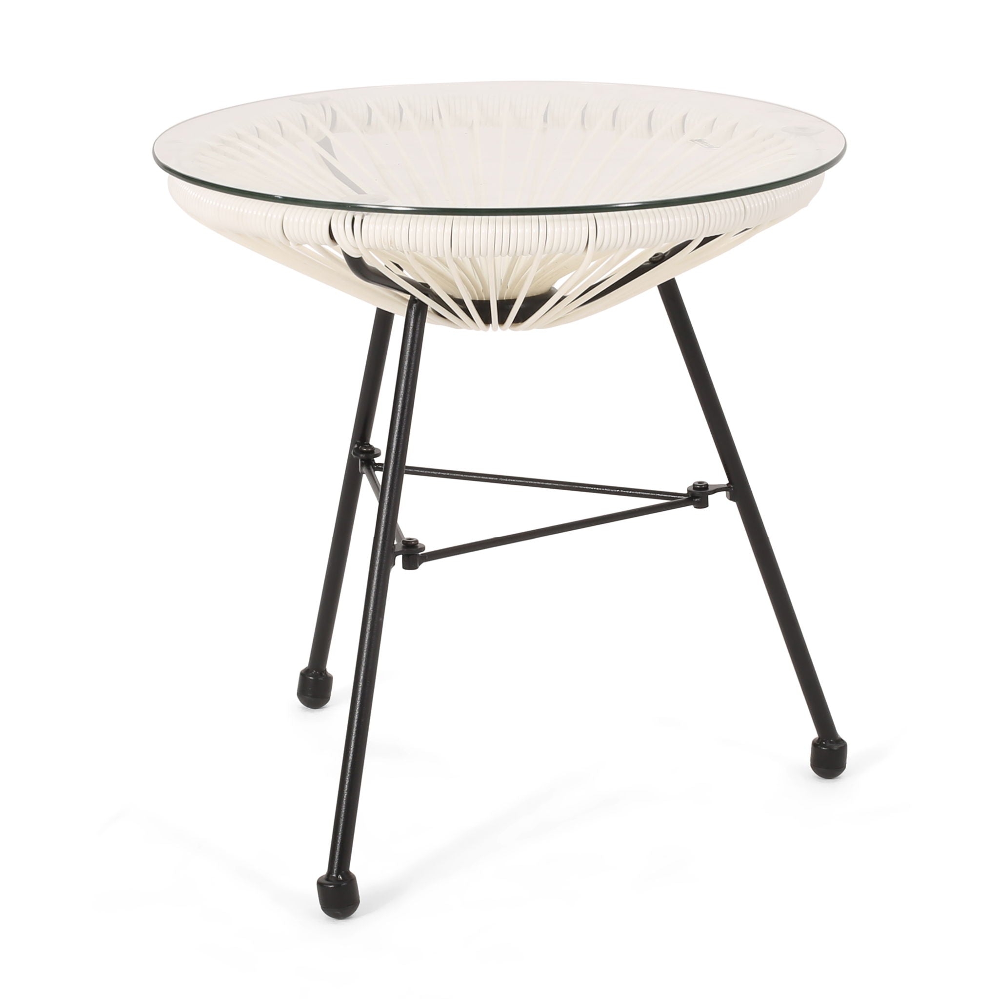 Nusa - Modern Rattan Side Table With Tempered Glass Top