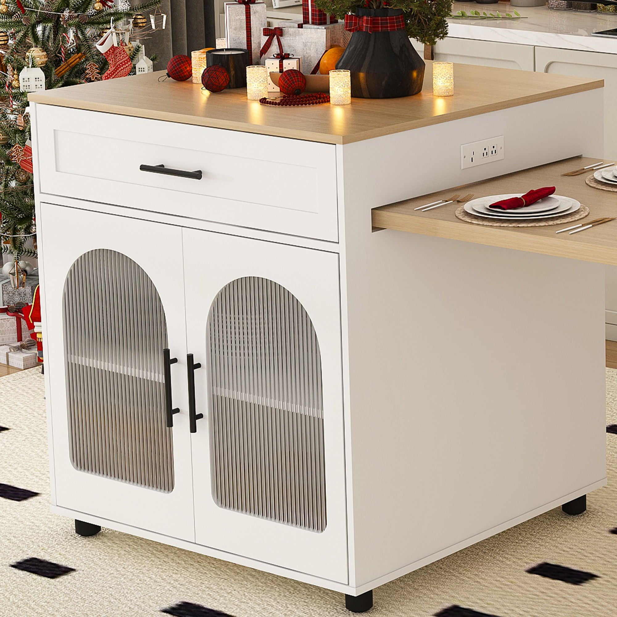 Expandable Kitchen Island With Power Outlet