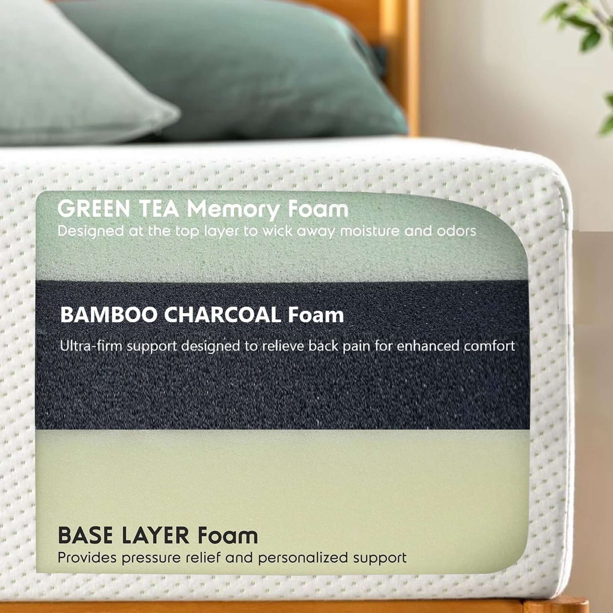 8" Twin Green Tea Memory Foam Mattress In Box - White