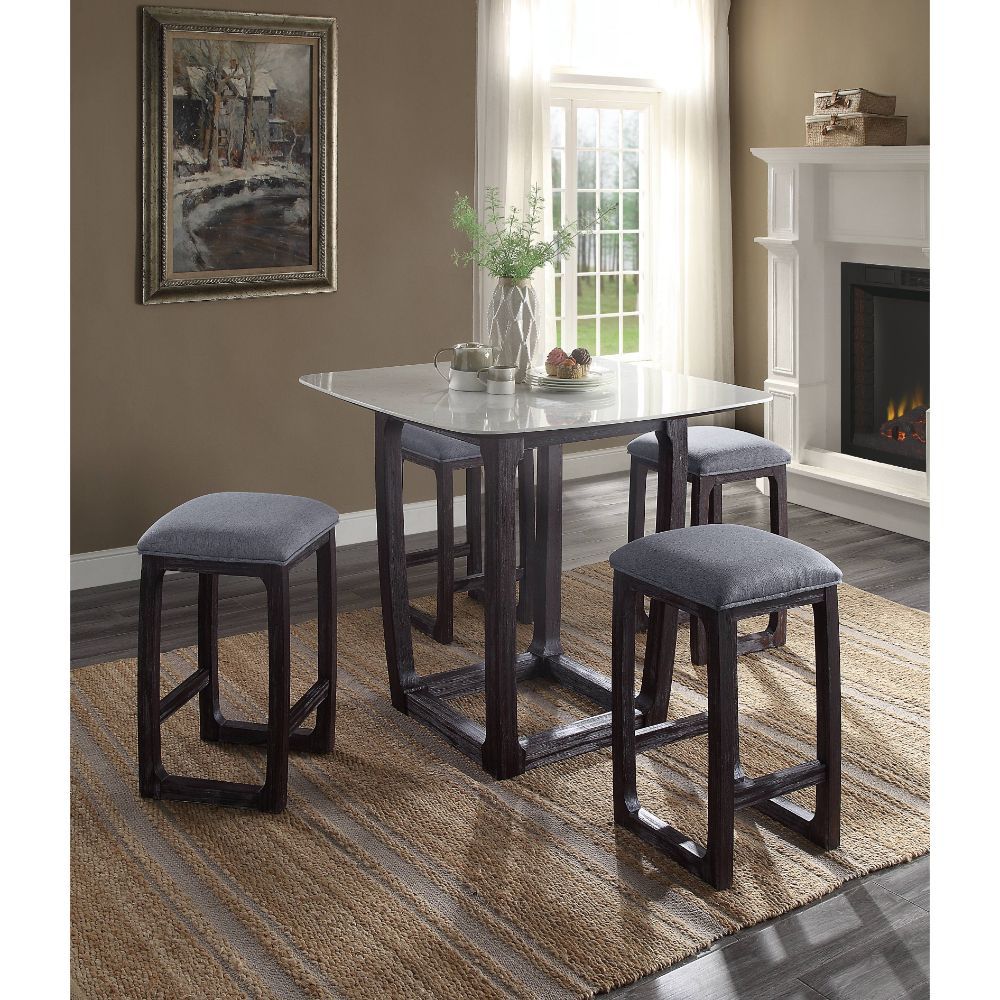 ACME Razo - Stool - Fabric & Weathered Espresso | Meri Furniture