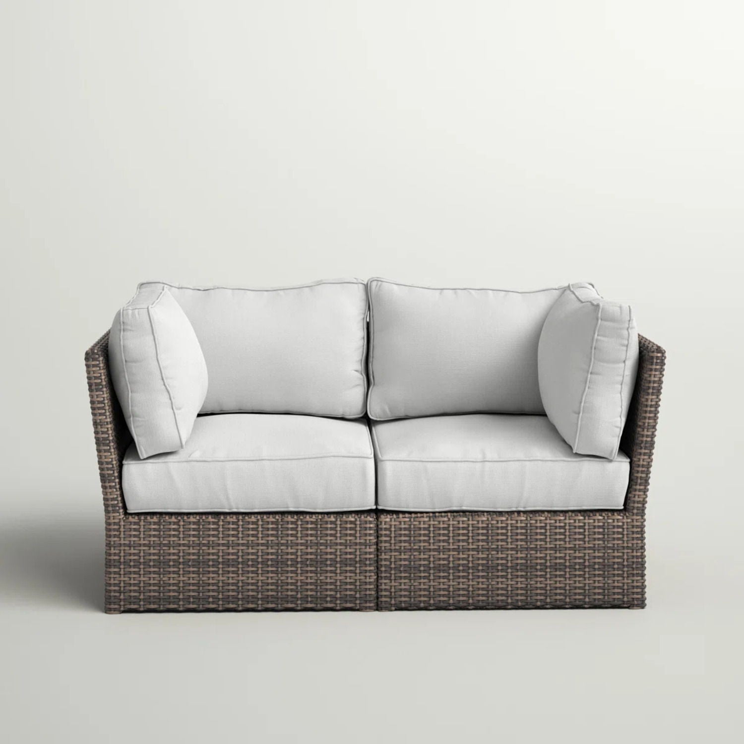 Modern Patio Wicker Loveseat With Cushions