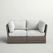 Modern Patio Wicker Loveseat With Cushions