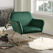 Keira 29.5"W Green Velvet Accent Chair with Metal Base