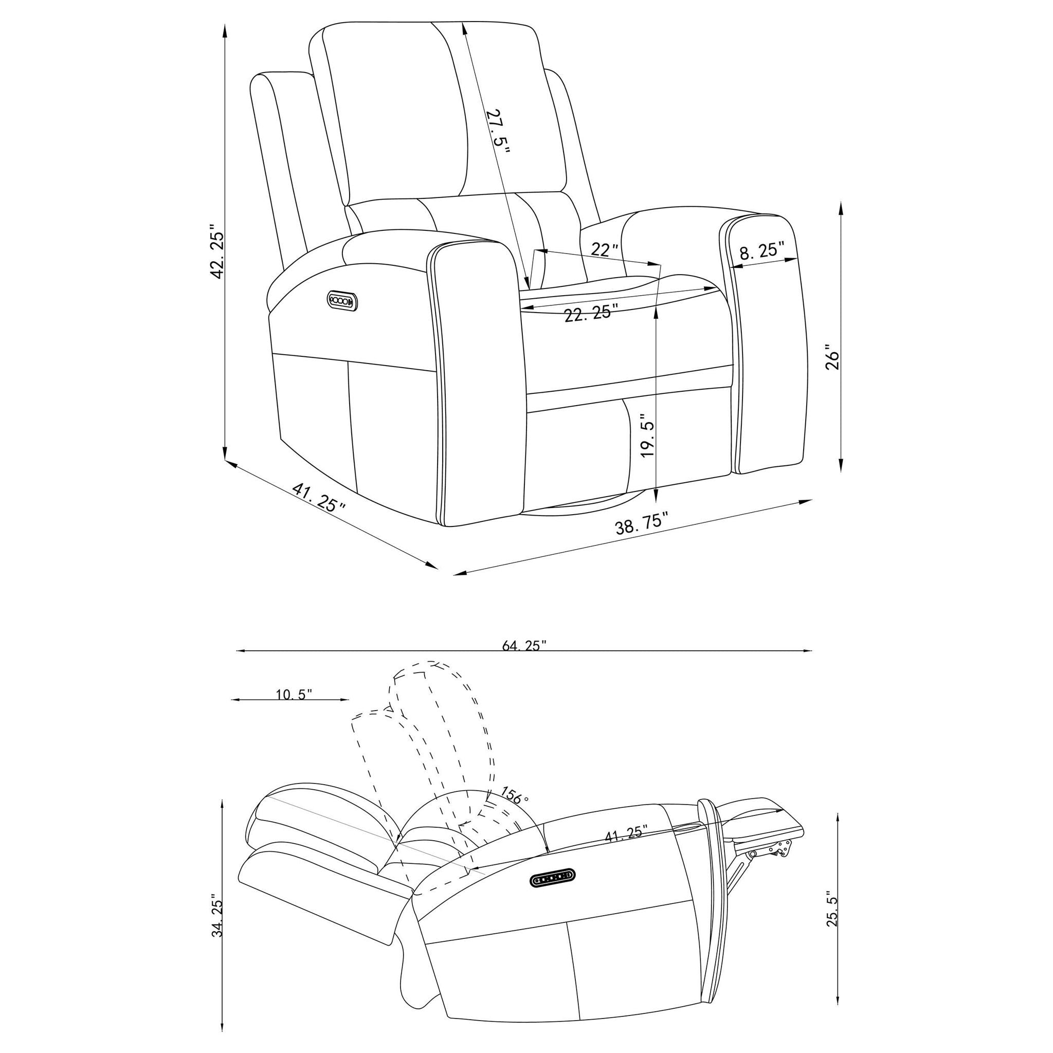 Brickston Triple Power Swivel Glider Recliner Charcoal