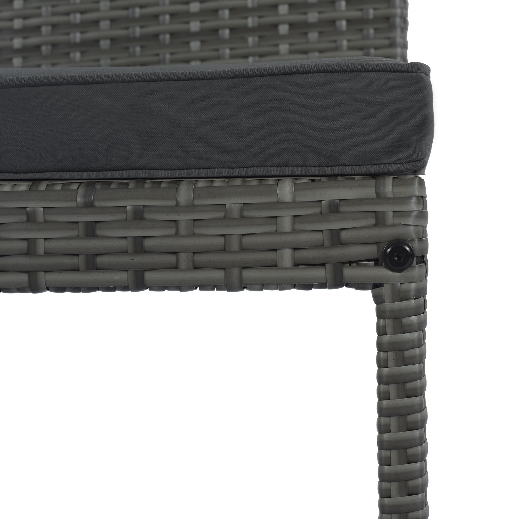 5 Pieces Outdoor Patio Wicker Bar Set, Bar Height Chairs With Non-Slip Feet And Fixed Rope, Removable Cushion, Acacia Wood Table Top - Brown / Gray