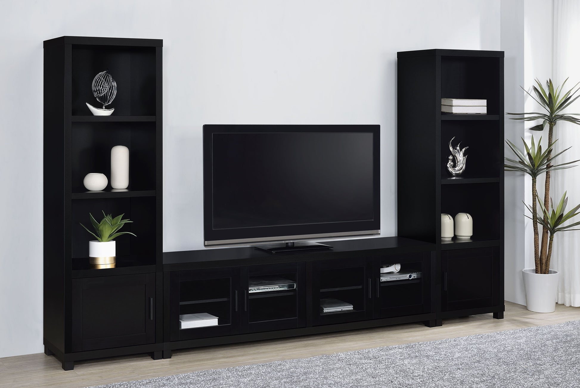 Coaster Fine Furniture Jupiter - 3-Piece Entertainment Center TV Stand - Black | Meri Furniture