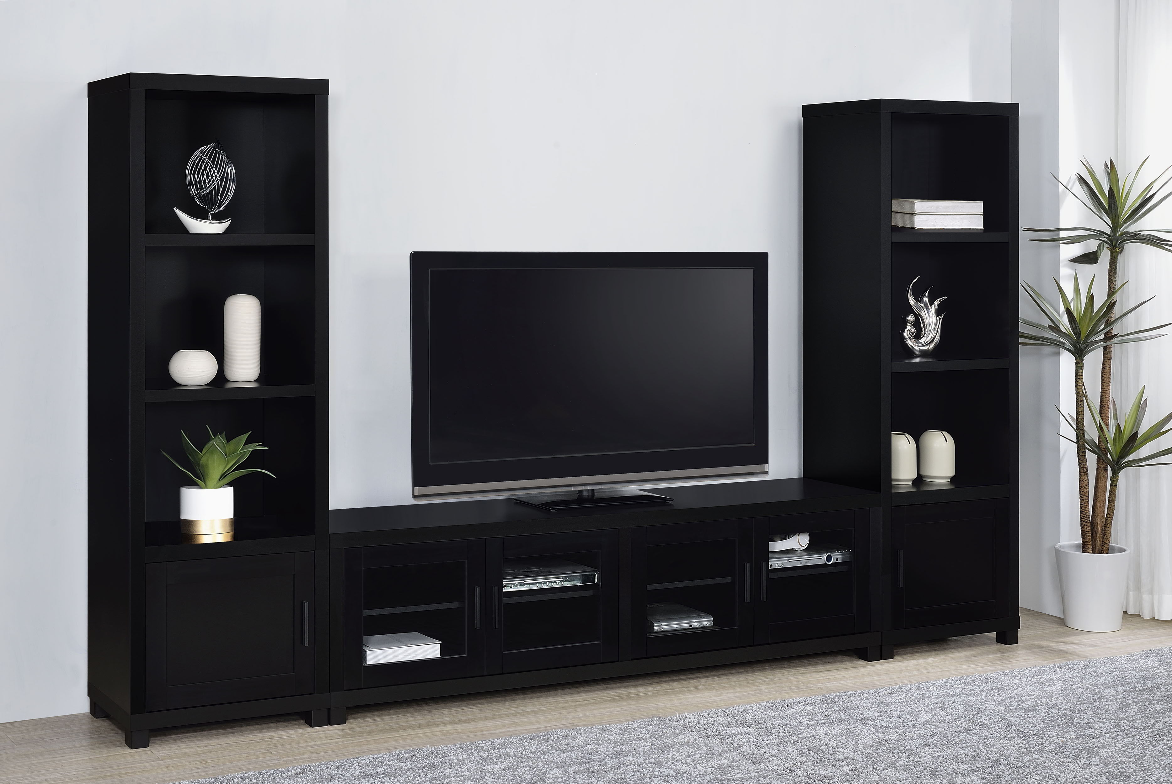 Coaster Fine Furniture Jupiter - 3-Piece Entertainment Center TV Stand - Black | Meri Furniture