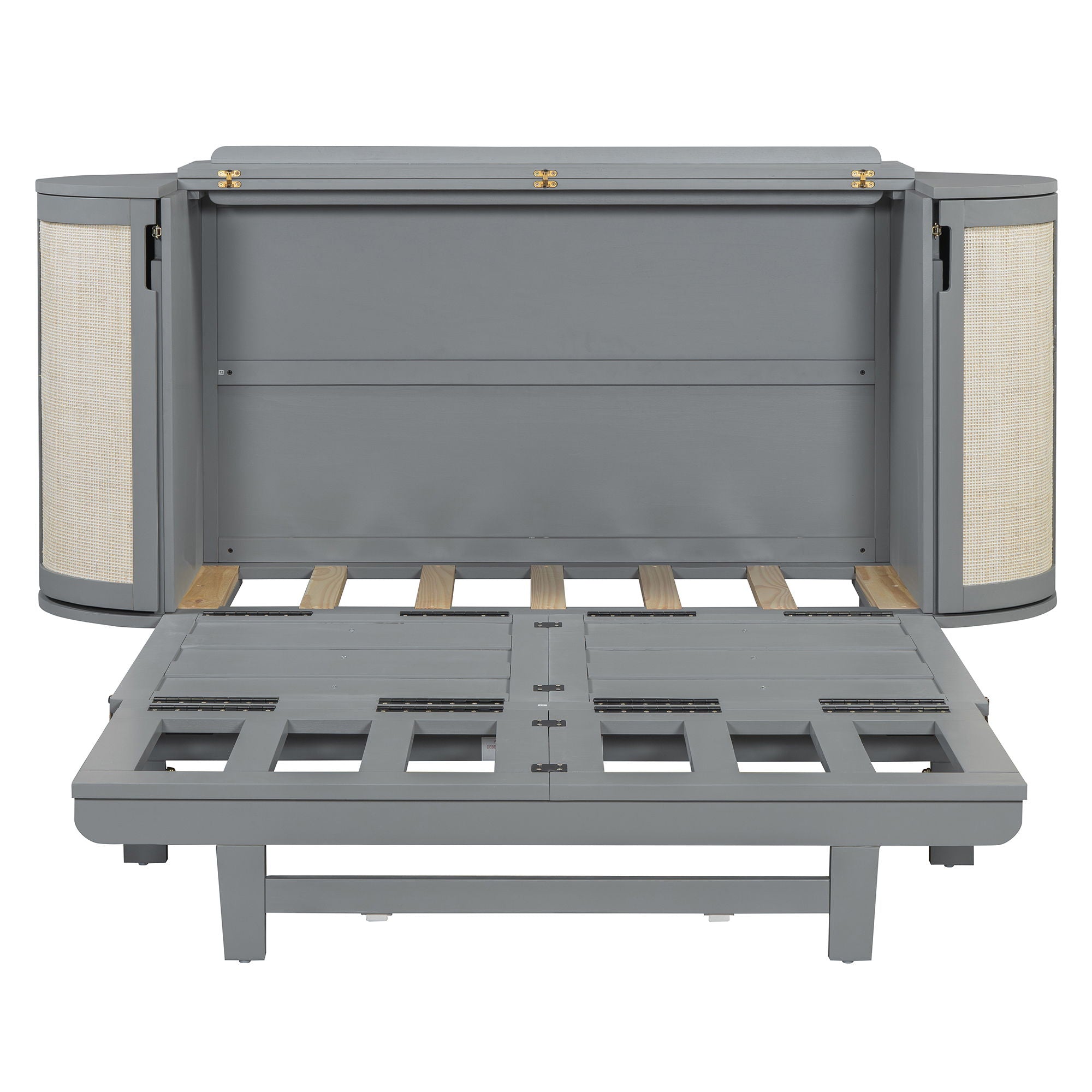 Murphy Bed With Hidden Storage & Modern Woven Design