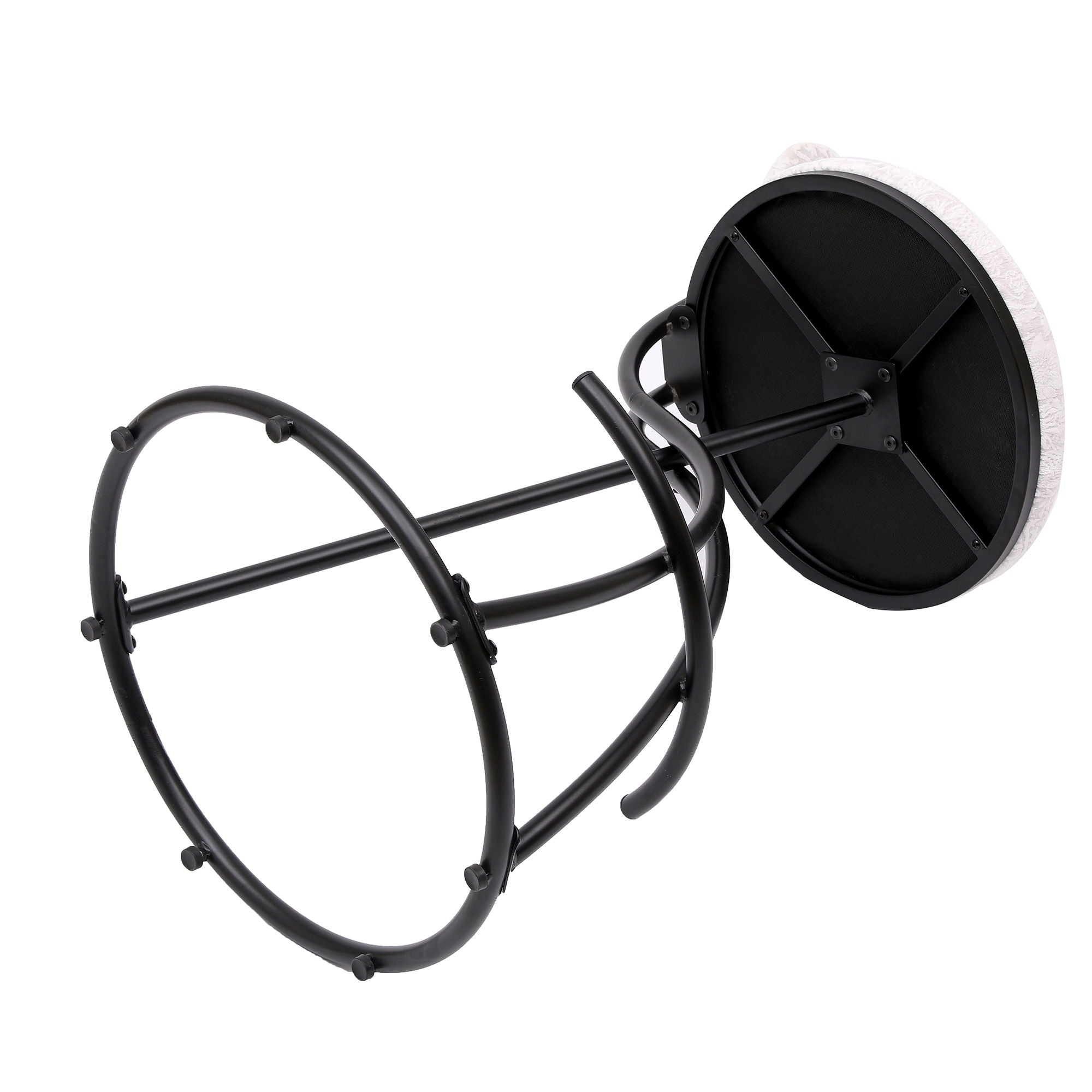 Round Print Bar Stools Upholstered Chairs For Kitchen (Set of 2)