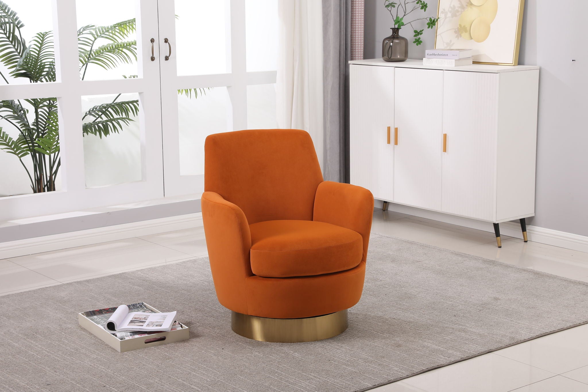 Teddy Swivel Barrel Chair, Swivel Accent Chairs Armchair For Living Room