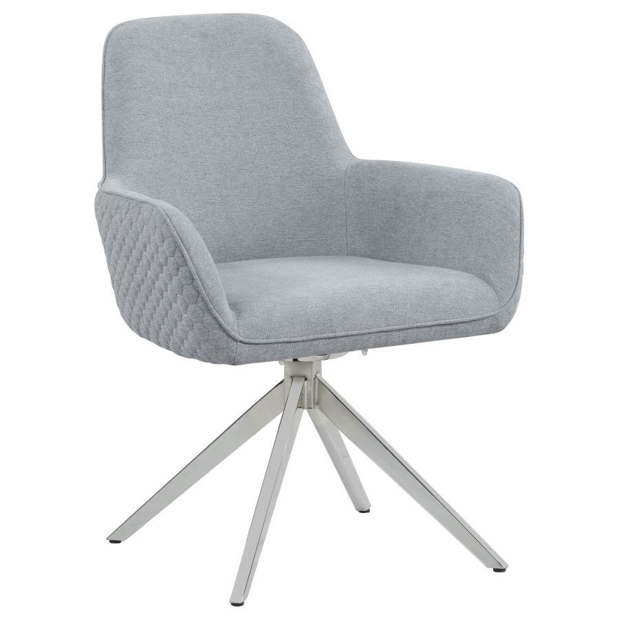 Coaster Fine Furniture Abby - Fabric Upholstered Swivel Dining Arm Chair - Light Gray | Meri Furniture