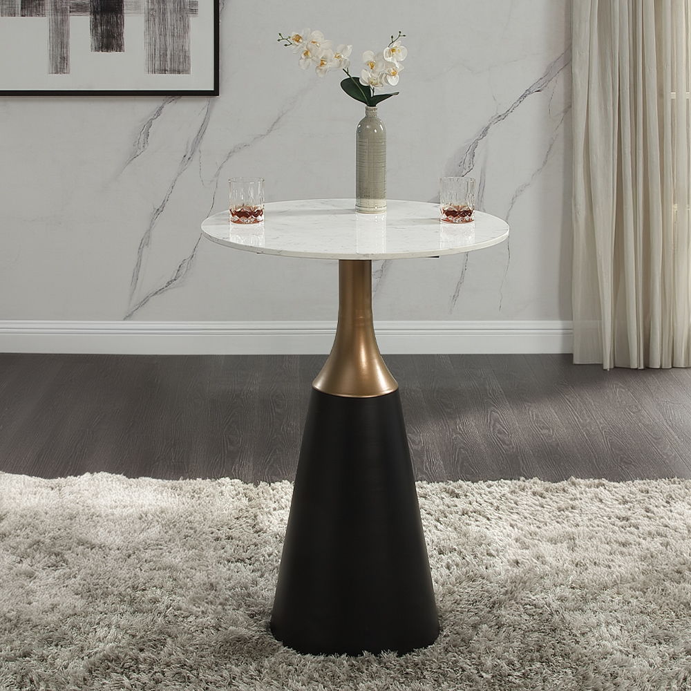 ACME Jaramillo - Counter Height Table - Natural Marble Top & Black Finish | Meri Furniture