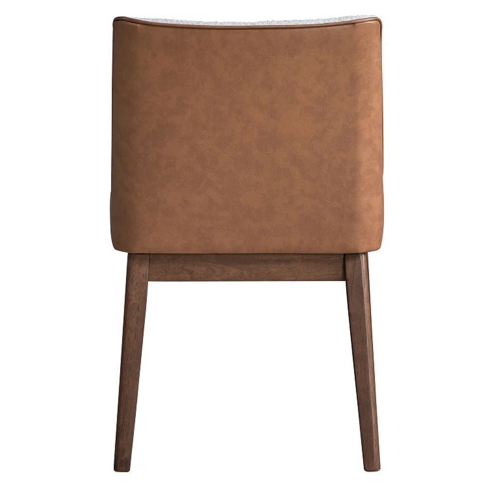 Ginny - Side Chair Set of 2) - White Boucle, Brown Velvet & Walnut
