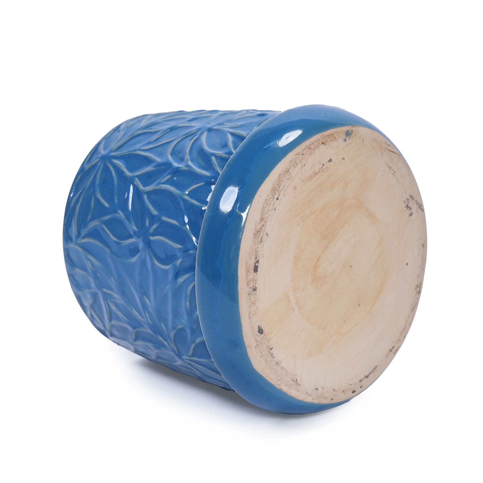 Ceramic Flowerpot, 7" Planter For Patio, Garden, Windowsill (Set of 2) - Antique Navy Blue