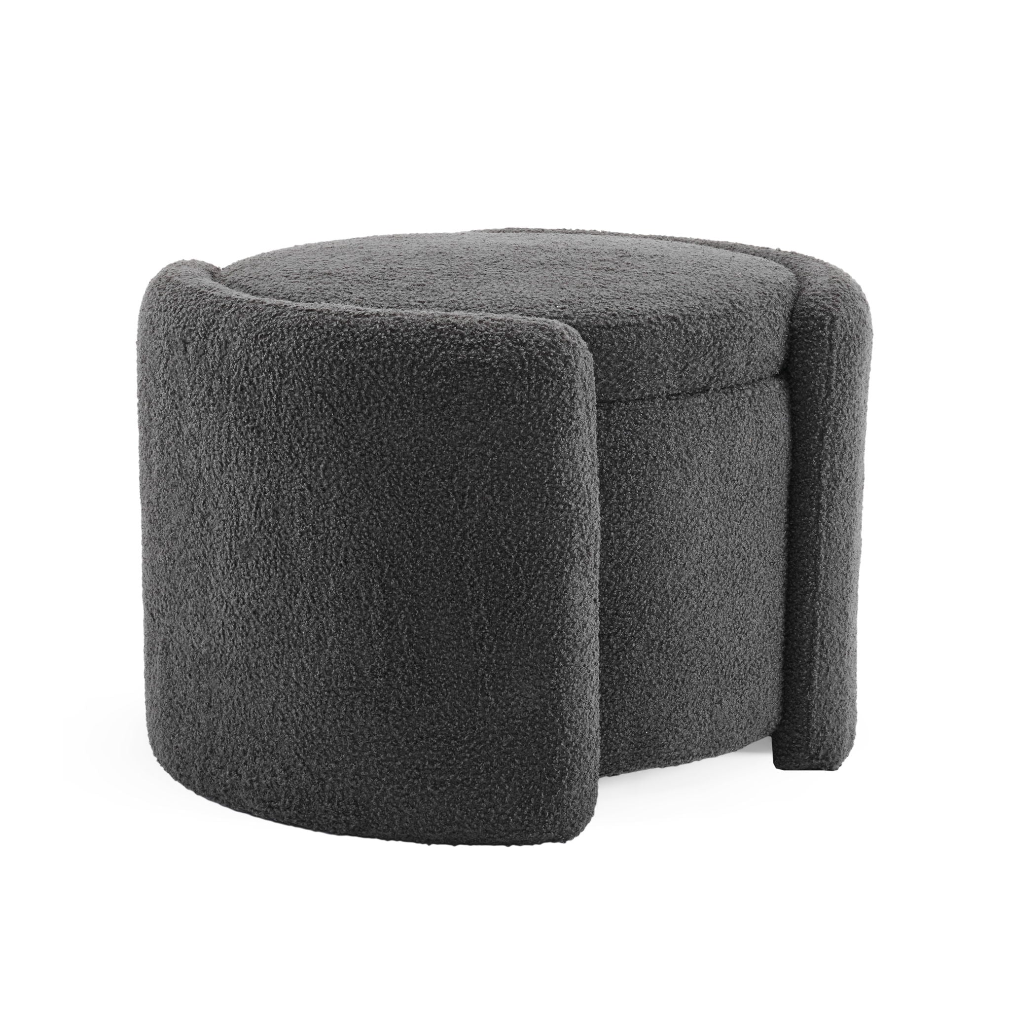 Cozy Boucle Storage Ottoman, Stylish Comfort With Hidden Storage