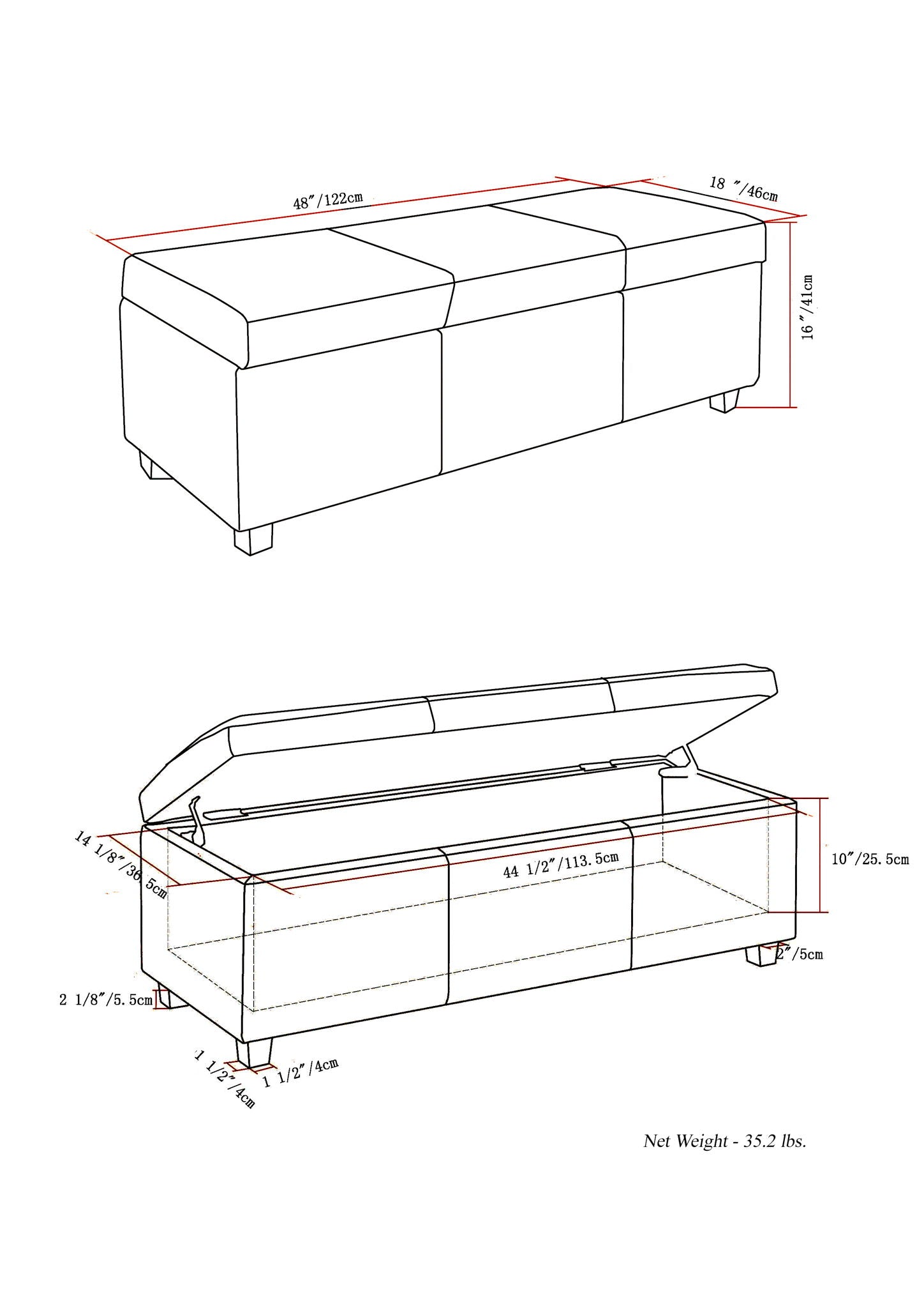 Avalon - Multifunctional Storage Ottoman Bench