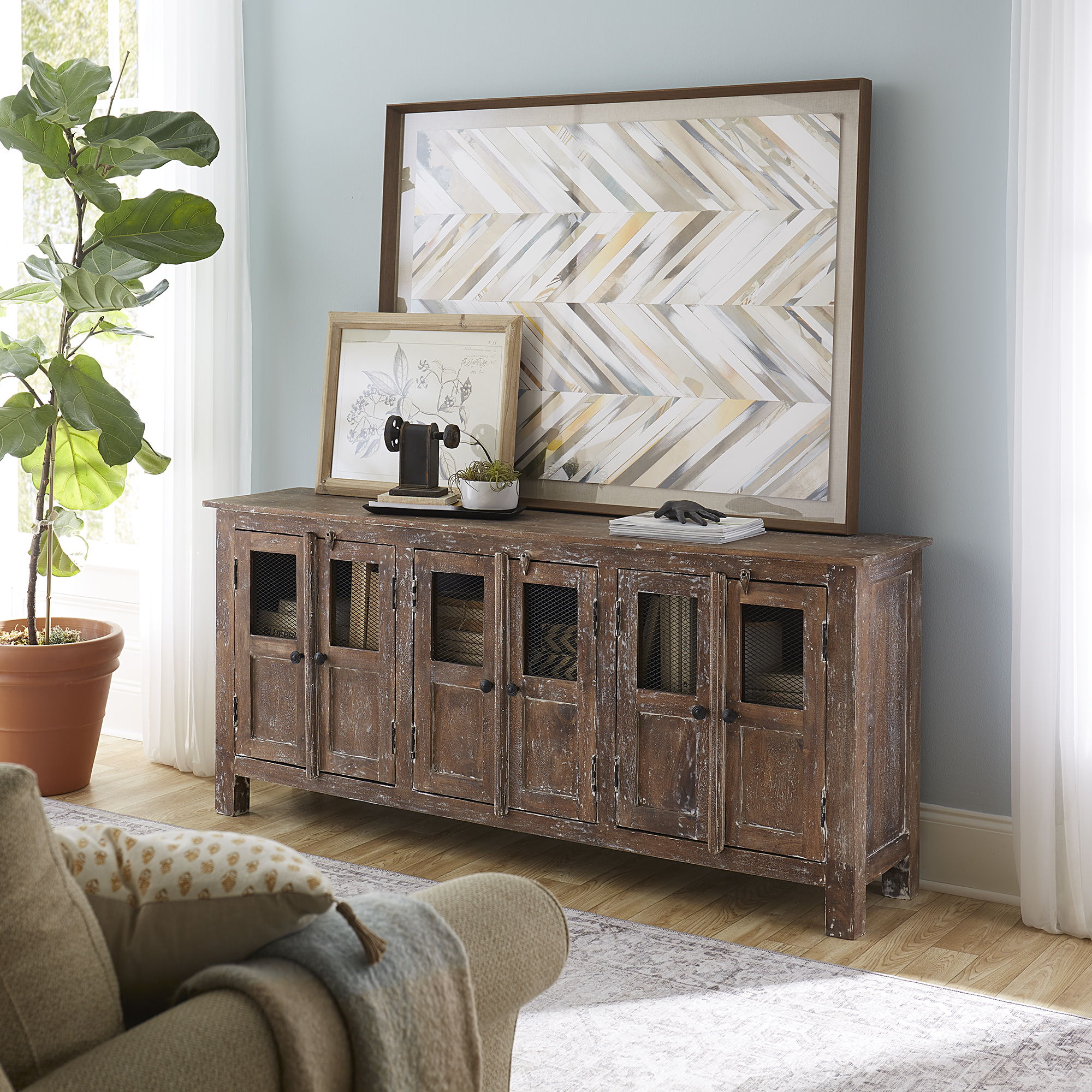 Liberty Furniture Ruston - 70" Accent Entertainment Console - Light Brown | Meri Furniture